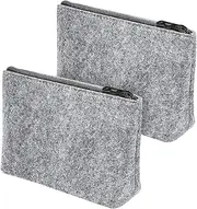 Zasvec Cosmetic Bag Felt for Plotting Pack of 4 Felt Pencil Case Multifunctional Stationery Bag Cosmetic Bag with Zip Travel Blank Toiletry Bag Pencil Case for Office School Supplies, Gray, 20 * 12cm