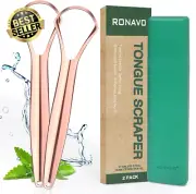 Stainless Steel Tongue Scrapers for Adults, 2 Pack w/ Travel Case, Fresh Breath
