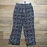Club Monaco Women's Wide Legged Long Printed Viscose Pants Size 10 Black Mix