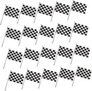 HONMEET 25Pcs Checkered Flag Banner Handheld Race Flags for Theme Party Decorations for Race Car Decor and Viewing Parties Design