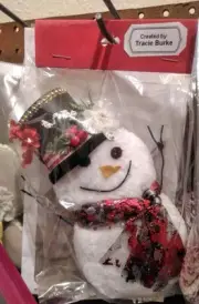 Hand Crafted Snowman Decor Accent/Ornament/ White Plush Fleece Fabric