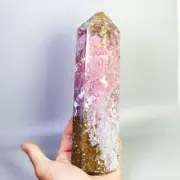 1.47lb Natural Ocean Jasper Agate Geode Crystal Tower Wand Point Healing Mineral
