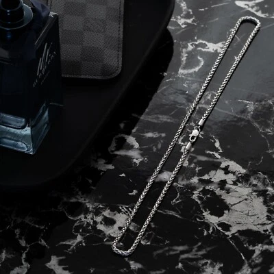 Sleek & Strong 3mm Wheat Chain | 22" | White Gold Plated | Unisex Design