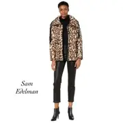 Sam Edelman Leopard Animal Print Water Repellent Short Coat NWT Size S