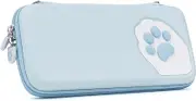 Geekshare Cute Cat Paw Case Compatible with Switch - Portable Hardshell Slim Travel Carrying Case fit Switch Console & Game Accessories - A Removable Wrist Strap (Blue)
