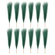 12 Pcs 17 Inch Faux Pampas Grass Artificial Boho Decor Dark Green
