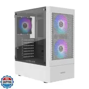 GAMDIAS White RGB Gaming ATX Mid Tower Computer PC Case with Side Tempered Gl