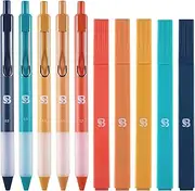 BLIEVE - Aesthetic Highlighters and Gel Pens With Soft Ink And Tip, No Bleed Dry Fast Easy to Hold, for Bible Journaling Planner Notes School Office Supplies 10 pack (Vintage)