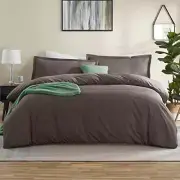 Nestl Chocolate Brown Duvet Cover Queen Size - Soft Queen Duvet Cover Set, 3