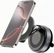 Magnetic Car Phone Holder Mount for Magsafe – Foldable Vacuum Suction Car Phone Holder for iPhone 16 15 14 13 12 Pro Max Mini & Android – 360° Adjustable, Strong Magnets, Easy Install