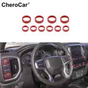 10Pcs Red Light AC Radio Control Switch Knob Cover Kit For Chevy Silverado 2019+
