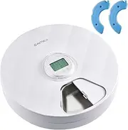 GAMKII Automatic Cat Wet Food Feeder 6 Meals, Battery Power Auto Pet Wet Food Dispenser with Timer, Memory Function for Cats Small Dogs-First Meal with Cover (Stainless Steel Food Tray)