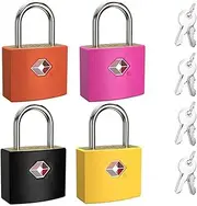 TSA Luggage Locks with Keys, [4 Packs][8 Keys] ZANZER Key Travel Locks, Suitcase Padlock for Luggage, Keyed Luggage Locks Brass for Gym Lockers, Laptop Bags,Travel Suitcases (Colorful 4-Pack)
