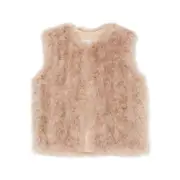[Yves Salomon] Yves Salomon Feather-trimmed Sleeveless Waistcoat 38 FR NEUTRALS