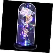HAMPPLIES 1pc Artificial Flower Dome Led Light Elegant Desktop Adornment for Decoration Valentine's Day and Special Occasions