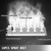 Mist Maker 10 Head Ultrasonic Mist Fogger with Waterproof Power Supply Ultrasonic Fogger Humidifier Stainless Steel Pond Mister Fogger 5kg/h Ultrasonic Mist Humidifier for Gardening and Pond