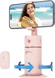 Auto Face Tracking Tripod, No App Required, 360° Rotation Auto Tracking Phone Holder with Remote, Gesture Control, Rechargeable Phone Camera Mount for Live Vlog Streaming Video
