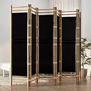 Bedroom Panel Folding 6-Panel Room Divider 240 cm Bamboo and Canvas