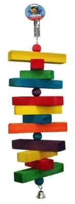 Cheeky Bird Block Stack Jumbo Caged Bord Toys Mental Stimulation Wood Hemp Rope