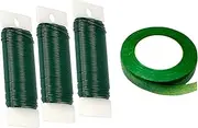 Green Floral Wire,Christmas Wire Wreath Wire 3 Pack 115Yards 0.7mm Flexible Paddle Wire Florist Wire Green Wire for Crafts,Garland and Floral Flower, 3LVX1