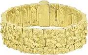 [The Bling Factory] Thick 22.5mm 14k Gold Plated Large Chunky Nugget Textured Bracelet + Microfiber Jewelry Polishing Cloth