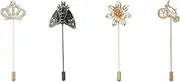 [Knighthood] Set of 4 Metal Lapel Pin Brooch for Mens Suit (Multicolor) COMB-16-94