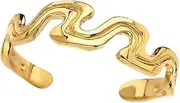 [Claddagh Gold] Elegant 10k Yellow Gold Open Wavy Design Toe Ring, Yellow,Yellow Gold,Gold