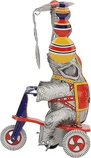 Retro Tin Elephant Tricycle Clockwork Toy - Handcrafted Iron Collectible Wind-Up Elephant for Adults