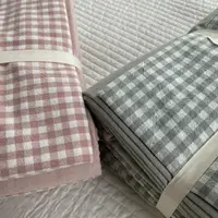 在飛比找蝦皮購物優惠-KK優選 純棉水洗棉床包組 北歐簡約風純棉純色格子床包被套枕