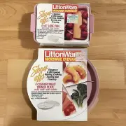 VTG Littonware 4x6 Loaf Pan & 4 Compartment Dinner Plate Microwave Ovenware New