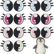 PH PandaHall 24 Pairs 4 Colors Round Felt Eyes, 26mm Crochet Eyes Patches Colorful Round Eye with Lashes Kawaii Star Felt Amigurumi Craft Eye for Plush Puppet Teddy Bear Crochet Animals Making