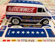 Auto World AFX Custom Dodge Rod Shop Street Van Red/Blue Slot Car Decals