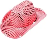 [FOMIYES] Light Up Sequin Cowgirl Hat Wide Brim Party Hat for Adults for Carnival Halloween and Christmas Celebrations Pink