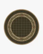 245' Round | Machine Washable Runner Rug | Kid & Pet Friendly | Indoor Rug | Pine Border Dark Olive Tufted Rug | Ruggable