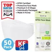 50 PCS KF94 WHITE Protective Safety Face Mask Adult Made in Korea
