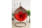 Hanging Egg Chair Luxury Model - Brown Basket & Red Cushion