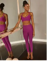 Beyond Yoga Spacedye Well Rounded Stirrup Legging Magenta Heather NWT Size Large