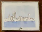 Vintage Crane Holiday Cards Engraved Boston Back Bay by Ellen Ball w/ lined envl