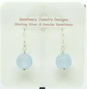Sterling Silver CHALCEDONY Gemstone Dangle Earrings #1120...Handmade USA
