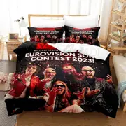 v2752 Bed Sheets Eurovision Song Contest Bedding Set Duvet Cover Bed Set Quilt Cover Pillowcase Comforter king Queen Size Boys Adult 3-Piece Bedding S