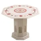 24" Marble Table Top / Coffee Table Handmade Inlay Work With 18" Marble Stand