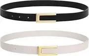 [Generic] 2 Pack Ladies Braided Elastic Belts Casual Women Elasticated Canvas Woven Belts for Jeans Pants Wide