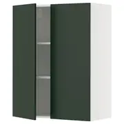 METOD wall cabinet with shelves/2 doors, white/Havstorp deep green, 80x37x100 cm