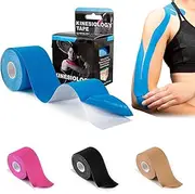 Kinesiology Tape for Knees, 2in×16.4ft Roll Athletic Tape for Elastic Muscle Support, Waterproof Physio Tape for Relieve Muscle Soreness and Injury for Shoulder, Ankle, Breathable Face Tape, Blue