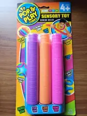 Pop And Play Tubes /Sensory Toy 3 PK Fidget Toy ASMR - Sealed!