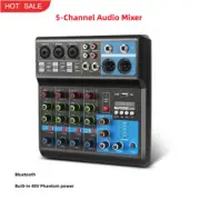 F-5A 5CH Audio Mixer Bluetooth Console Sound Card for PC Phone Livestreaming