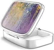 Pill Box 2 Compartment Medicine Pill Case,Portable Pill Box for Pocket or Purse Pill Box Decorative Metal Medicine Vitamin Organizer Unique Gift(Vintage Flower Abstract Floral)