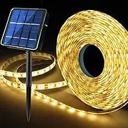 Homeleo Improved 6 m 180 LED Solar LED Strip, Waterproof LED Strip for Outdoor, 8 Modes Automatic On/Off Solar Lights for Garden Patio Balcony Decoration Halloween Christmas Decoration (Warm White)