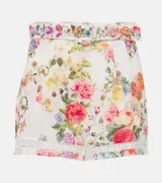 [Camilla] Camilla Sew Yesterday floral lace-trimmed linen shorts AU 8 multicoloured