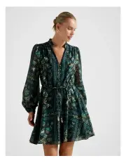 [Forever New] Tamila Printed Skater Mini Dress in Green
